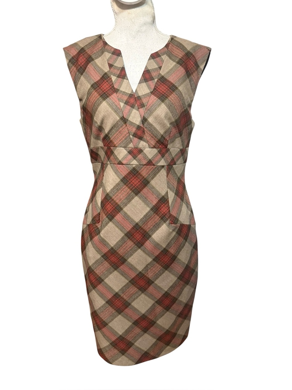 Ted Baker London Tartan Plaid Sheath Dress Wool size 3 NWT